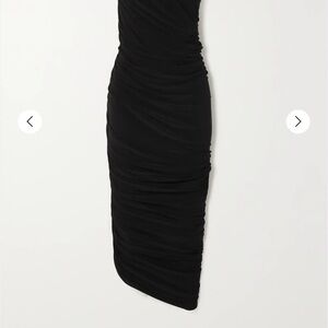 Norma Kamali Diana Ruched Black Asymmetrical Dress